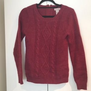 Cable knit zip back sweater